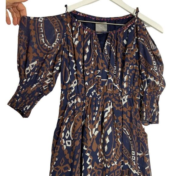 Anthropologie | Vanessa Virginia Women's Cold Shoulder Dress Size 2 100% Cotton - Picture 2 of 12